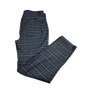 89th + Madison Womens Gray Plaid Straight Leg Trousers Flat Front Womens Size 12